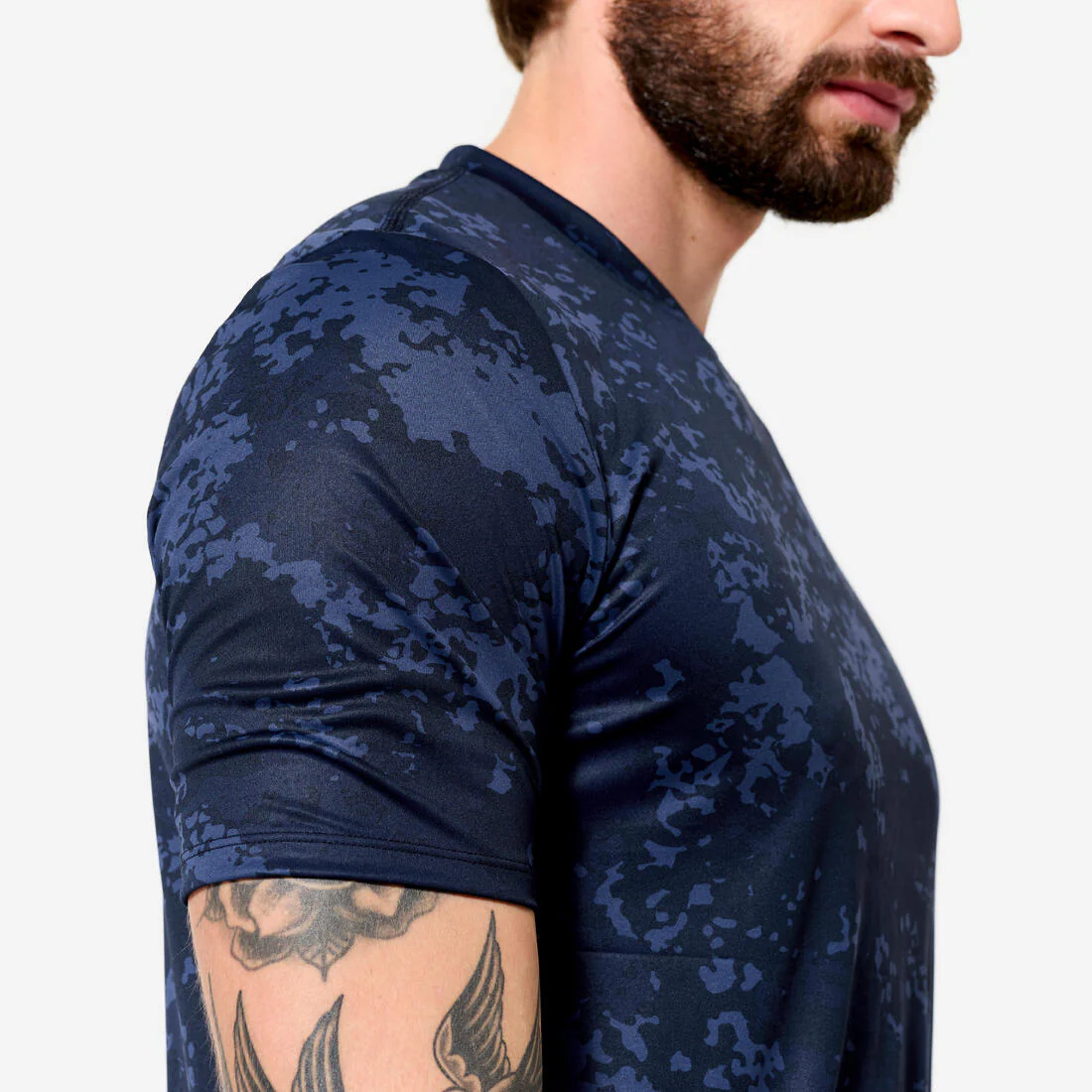 Camiseta Fitness Hombre Negro Humo Manga Corta Cuello Redondo Transpirable - Image 36