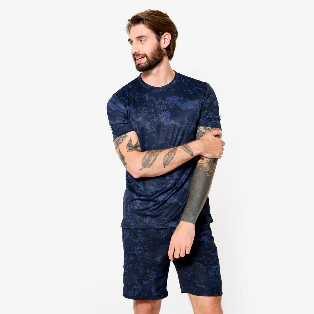 Camiseta Fitness Hombre Negro Humo Manga Corta Cuello Redondo Transpirable - Image 4