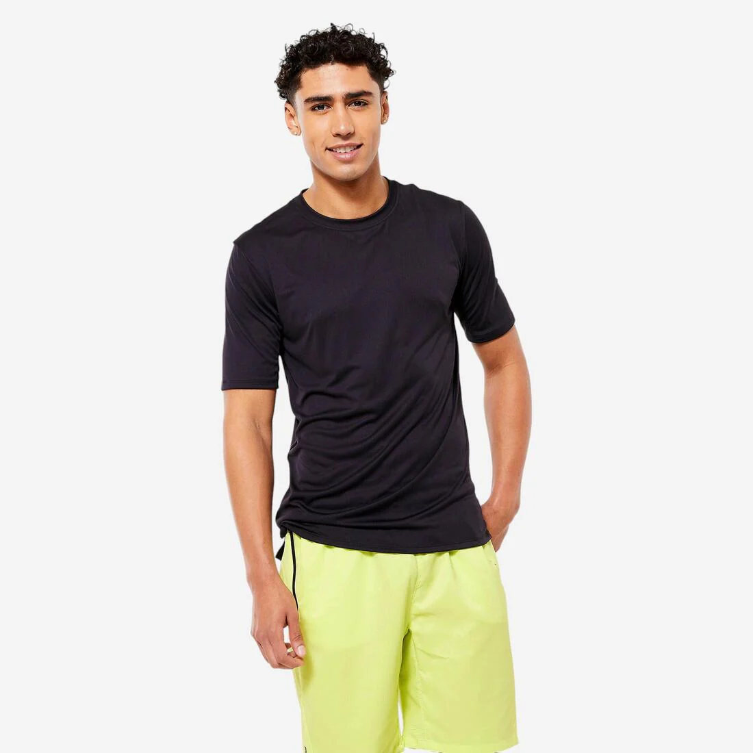 Camiseta Fitness Hombre Negro Humo Manga Corta Cuello Redondo Transpirable - Image 6