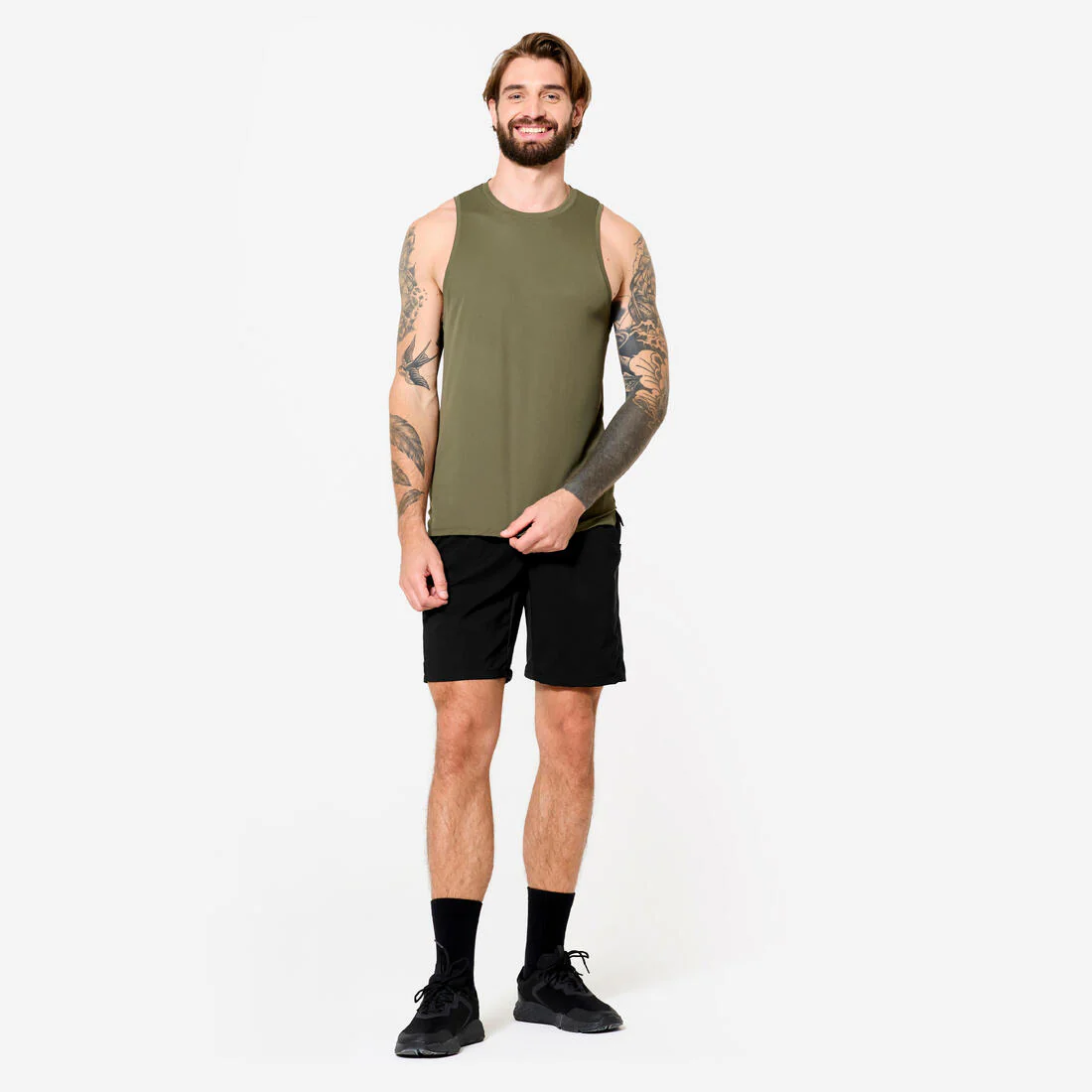 Playera de fitness transpirable sin mangas negra para hombre - Image 4