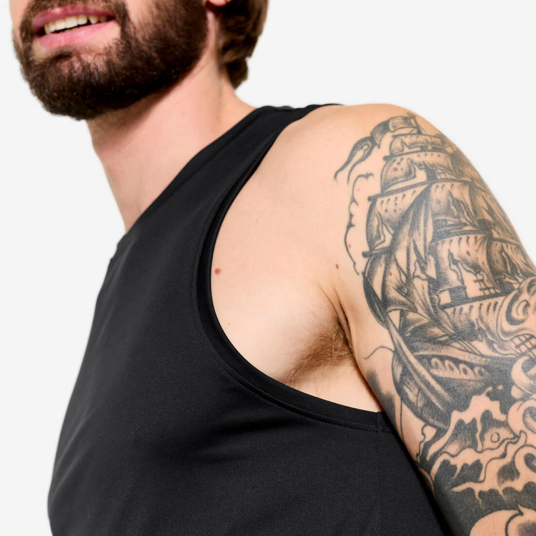 Playera de fitness transpirable sin mangas negra para hombre - Image 9