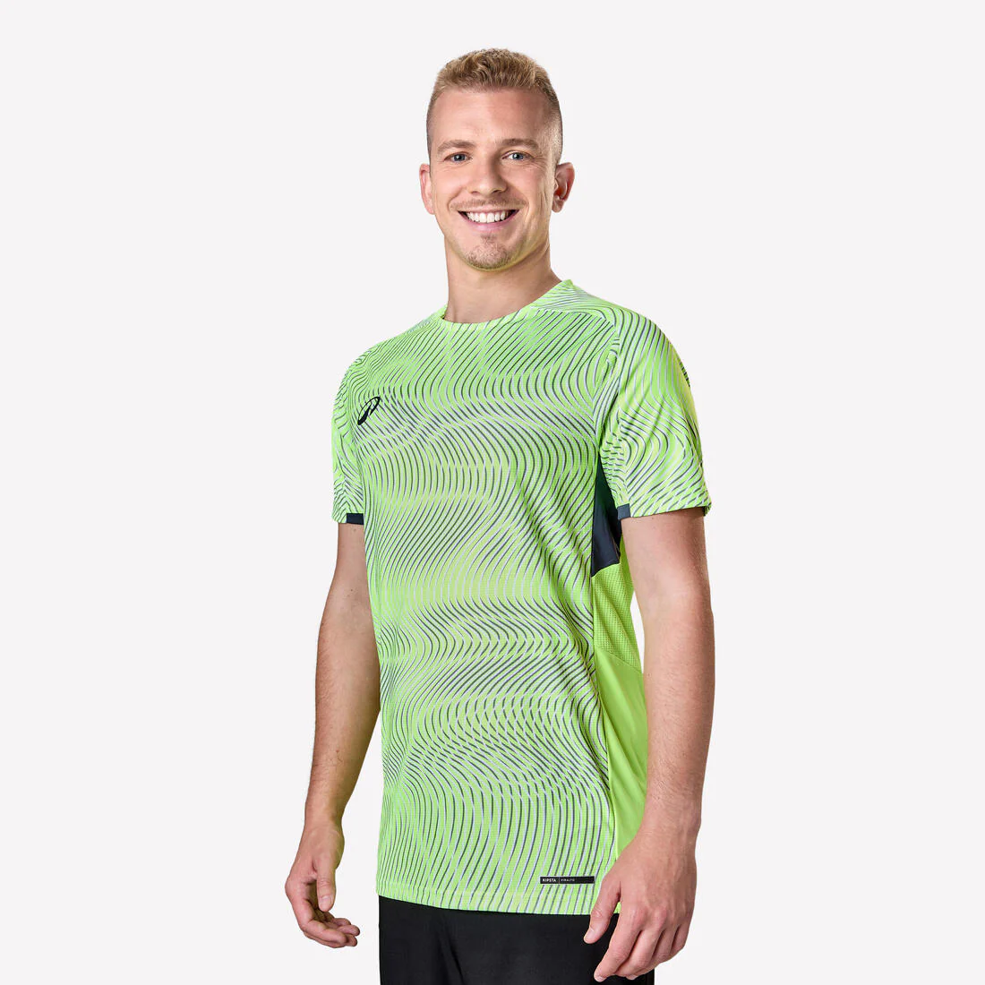 Playera de futbol de manga corta amarillo, gris y negro para adulto Viralto Wave