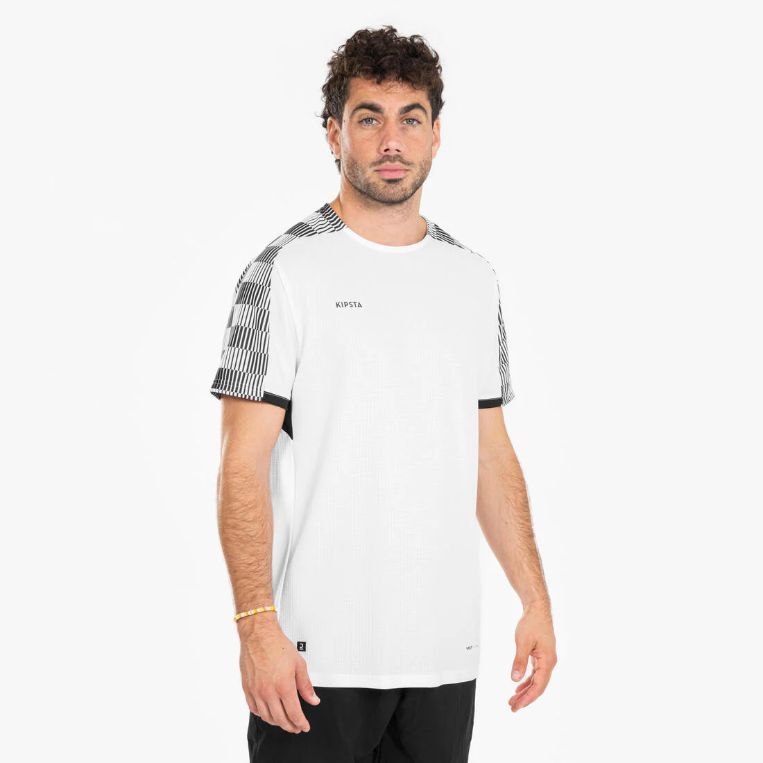 Playera de futbol de manga corta de cuadros blanco con negro Viralto - Image 6