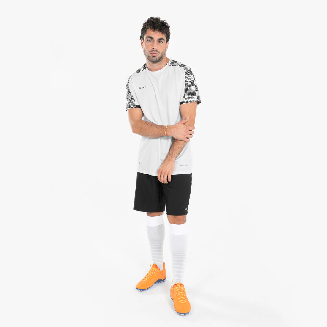 Playera de futbol de manga corta de cuadros blanco con negro Viralto - Image 7