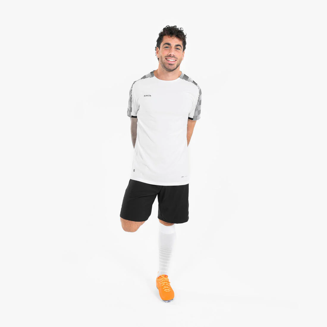 Playera de futbol de manga corta de cuadros blanco con negro Viralto - Image 9