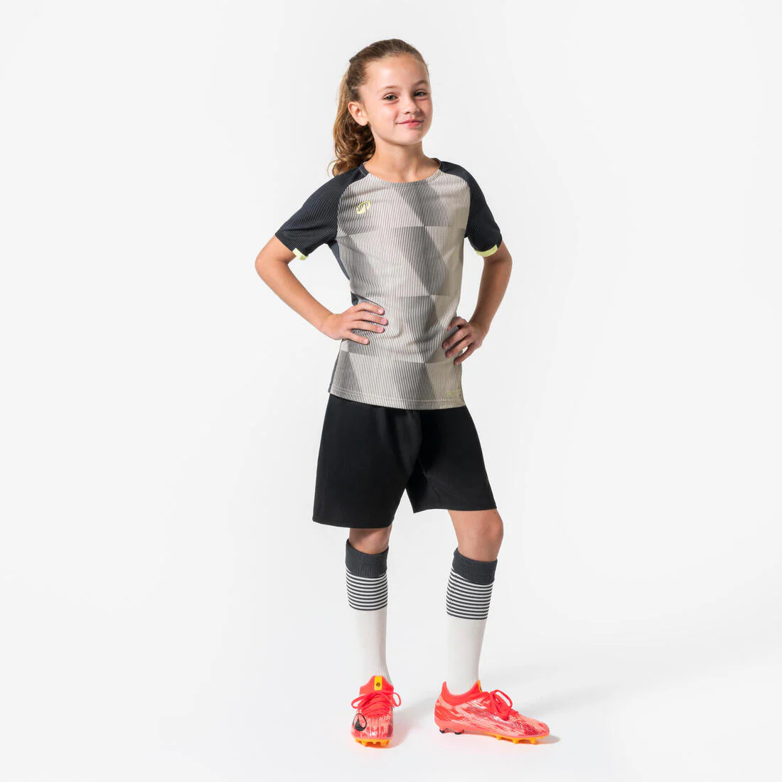 Playera de futbol de manga corta gris, marfil y amarillo para niño Viralto Jr - Image 6