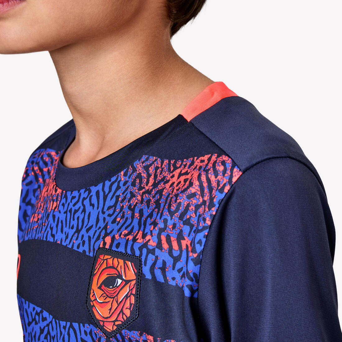 Playera de futbol de rayas azules y violetas con rinoceronte para niños Viralto - Image 13