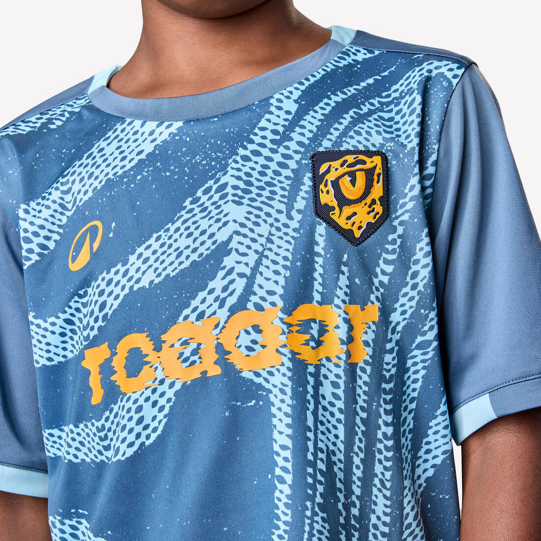 Playera de futbol de rayas azules y violetas con rinoceronte para niños Viralto - Image 17
