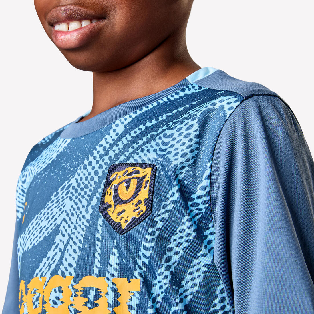 Playera de futbol de rayas azules y violetas con rinoceronte para niños Viralto - Image 23