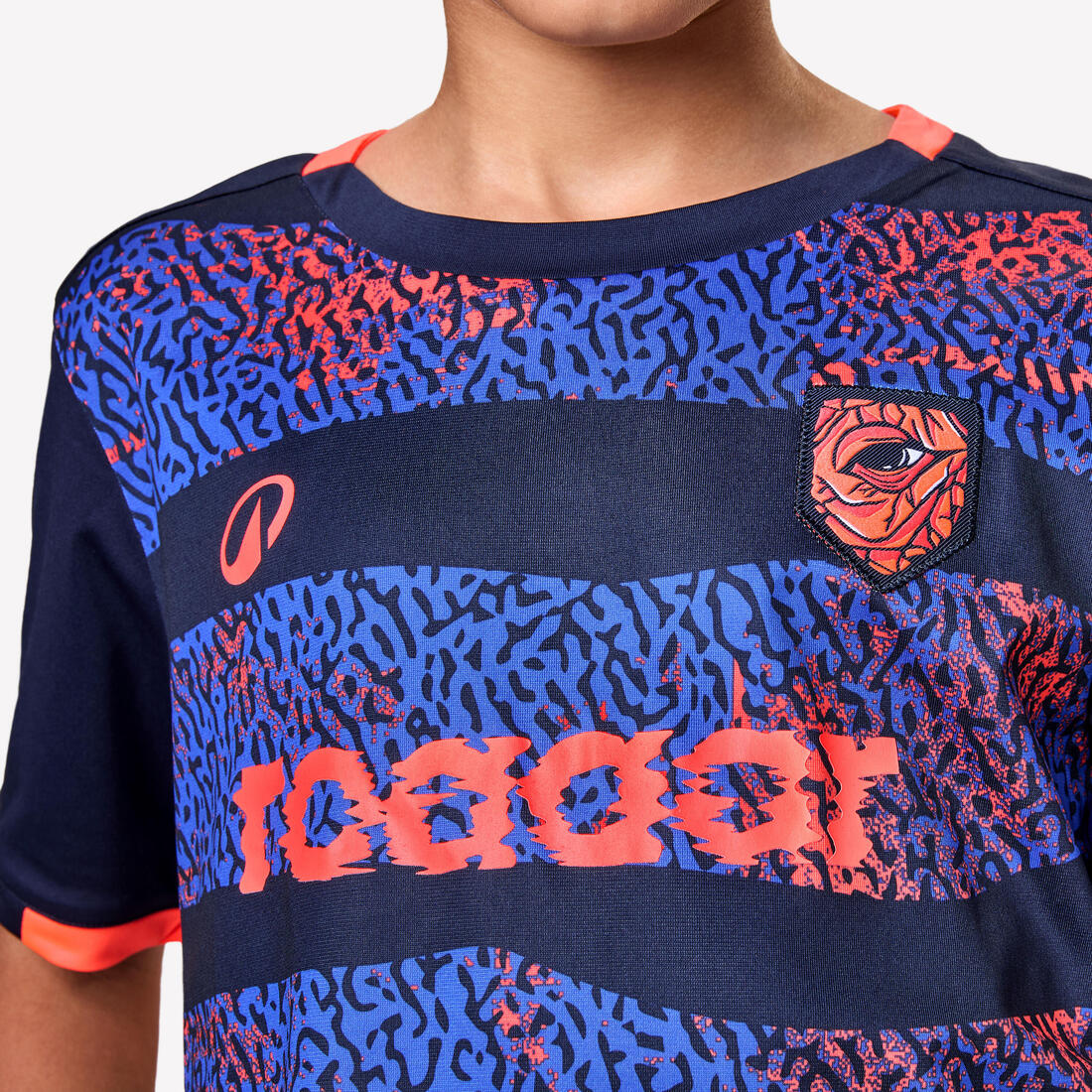 Playera de futbol de rayas azules y violetas con rinoceronte para niños Viralto - Image 6
