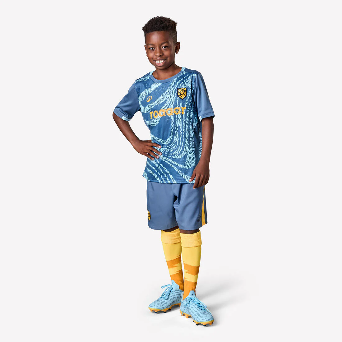 Playera de futbol de rayas azules y violetas con rinoceronte para niños Viralto - Image 7