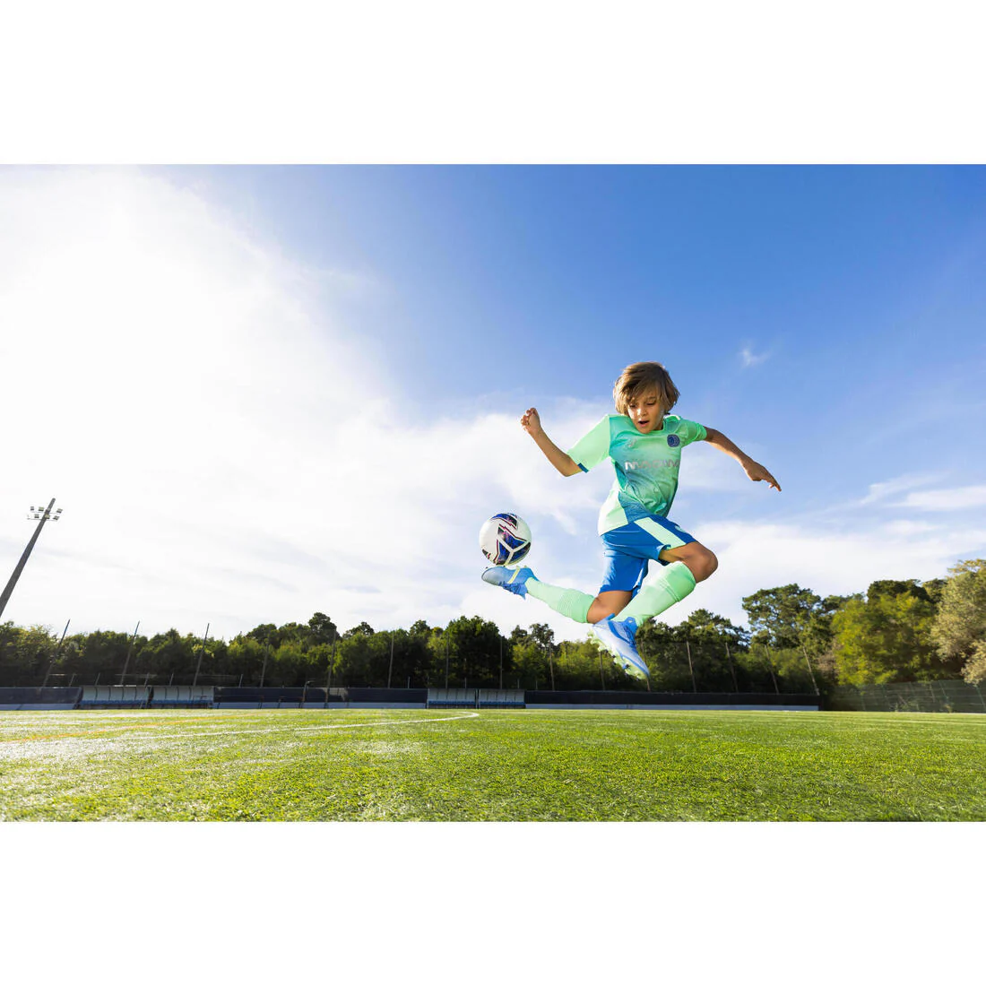 Playera de futbol de rayas azules y violetas con rinoceronte para niños Viralto - Image 8