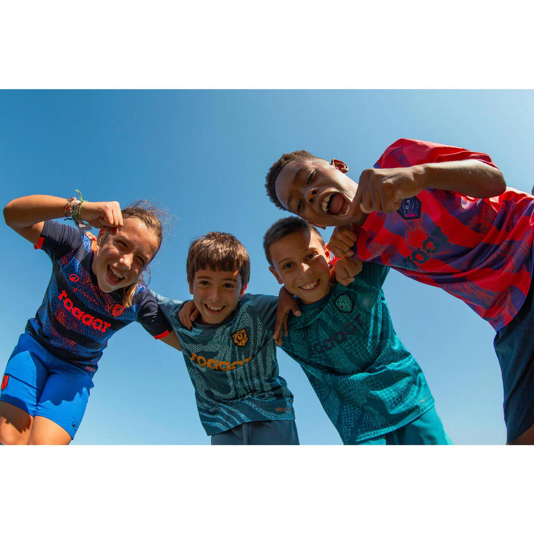 Playera de futbol de rayas azules y violetas con rinoceronte para niños Viralto - Image 9