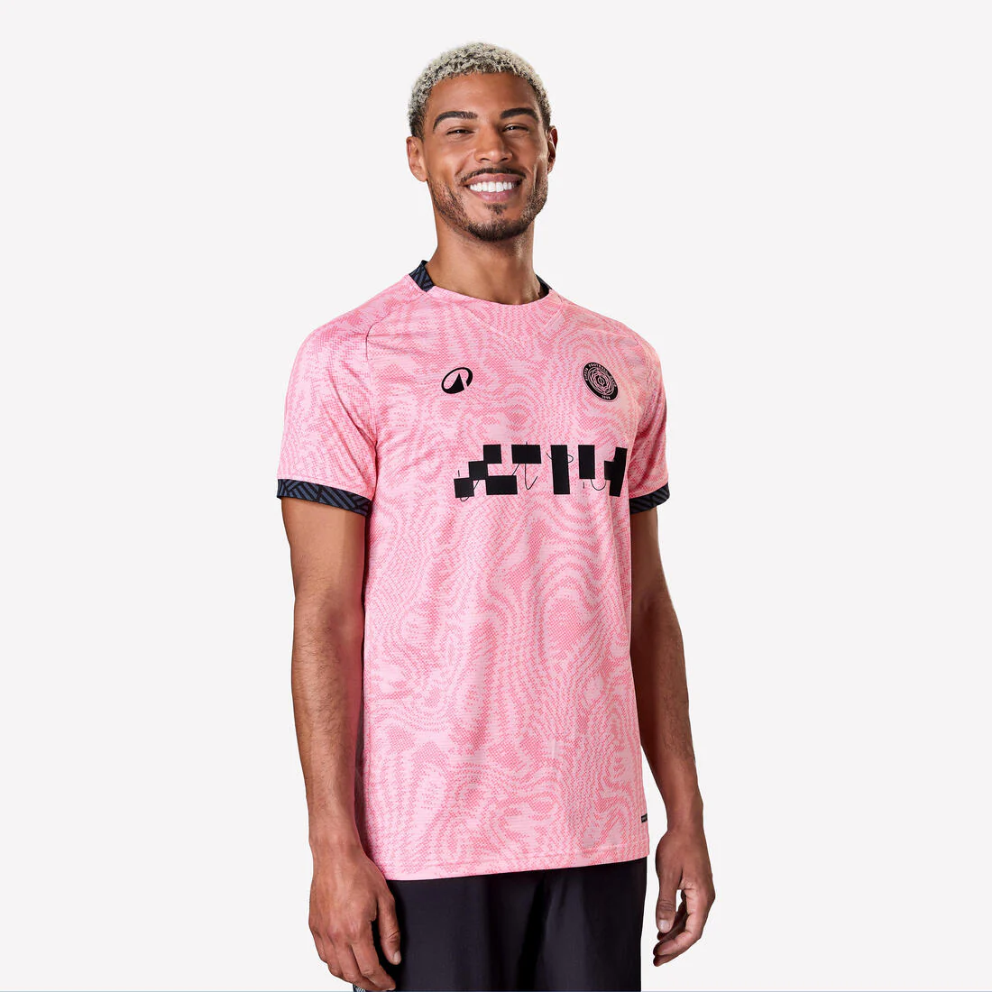 Playera de futbol negra con amarillo fluorescente para adulto Viralto II Wavy