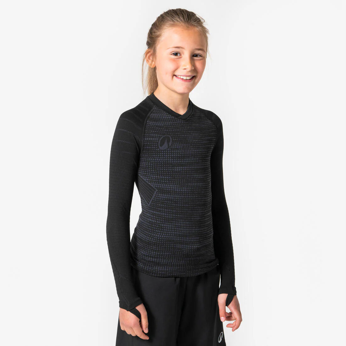 Playera de futbol térmica interior de manga larga negra para niño Keepdry 500 - Image 11