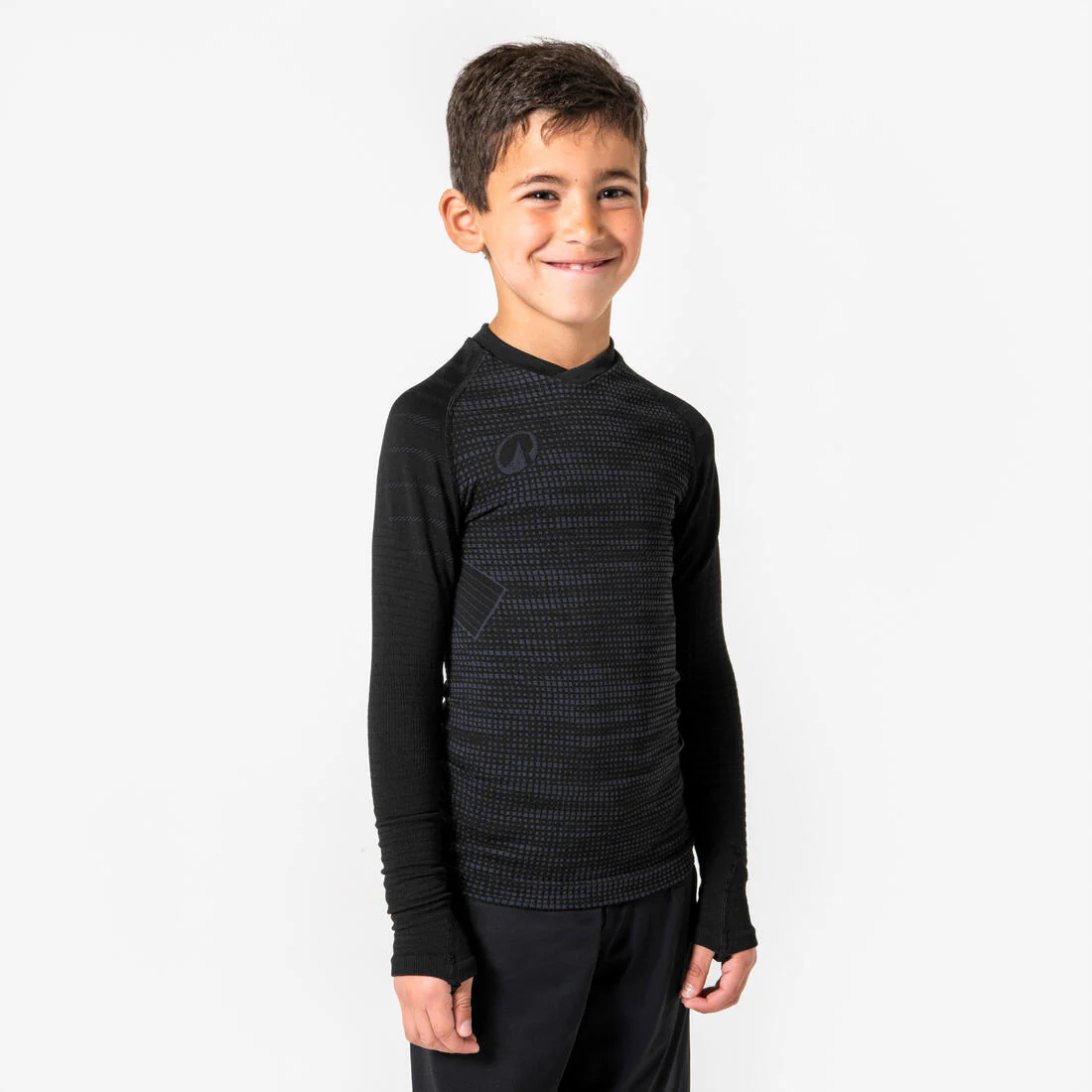 Playera de futbol térmica interior de manga larga negra para niño Keepdry 500 - Image 6