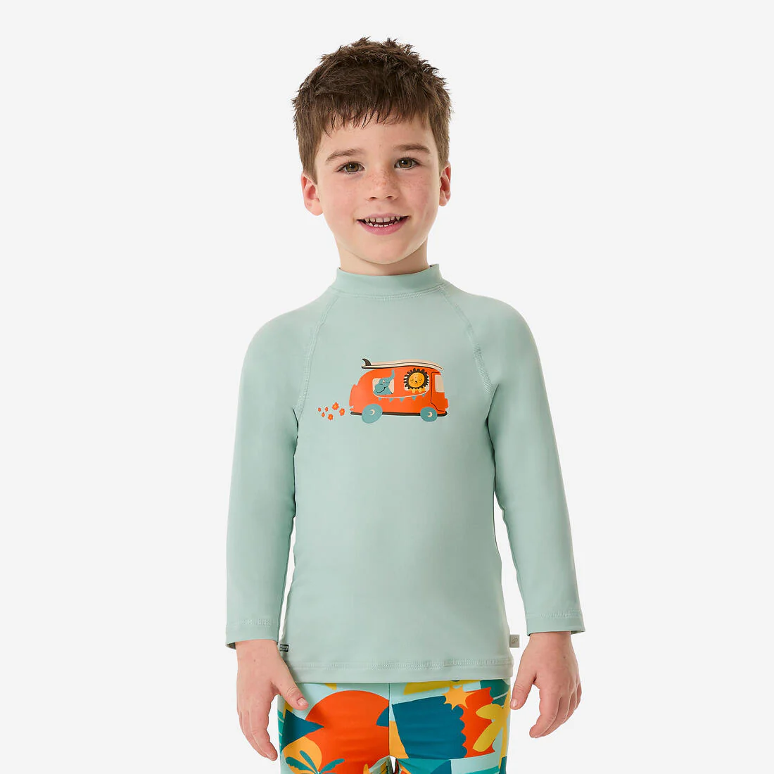 Playera de natación anti-UV de manga larga con estampado de sabana para bebé