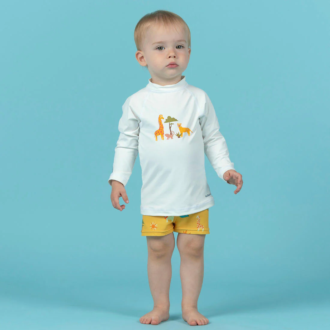 Playera de natación anti-UV de manga larga con estampado de sabana para bebé - Image 7