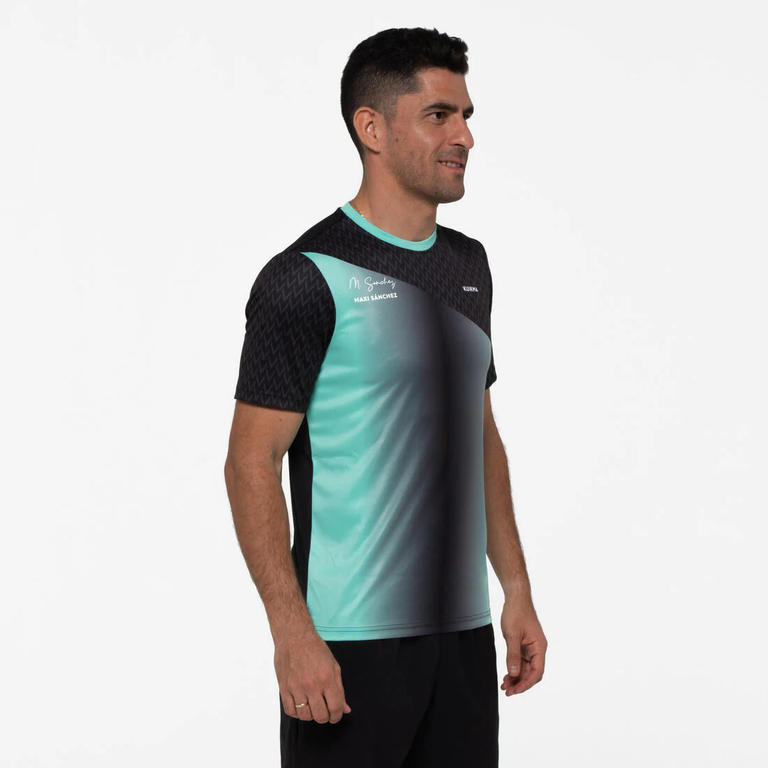 Playera de pádel manga corta transpirable hombre - 500 verde negro Maxi Sanchez - Image 3