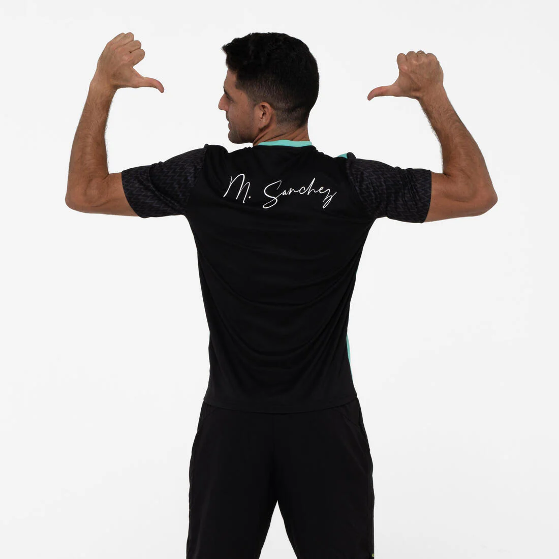 Playera de pádel manga corta transpirable hombre - 500 verde negro Maxi Sanchez - Image 4