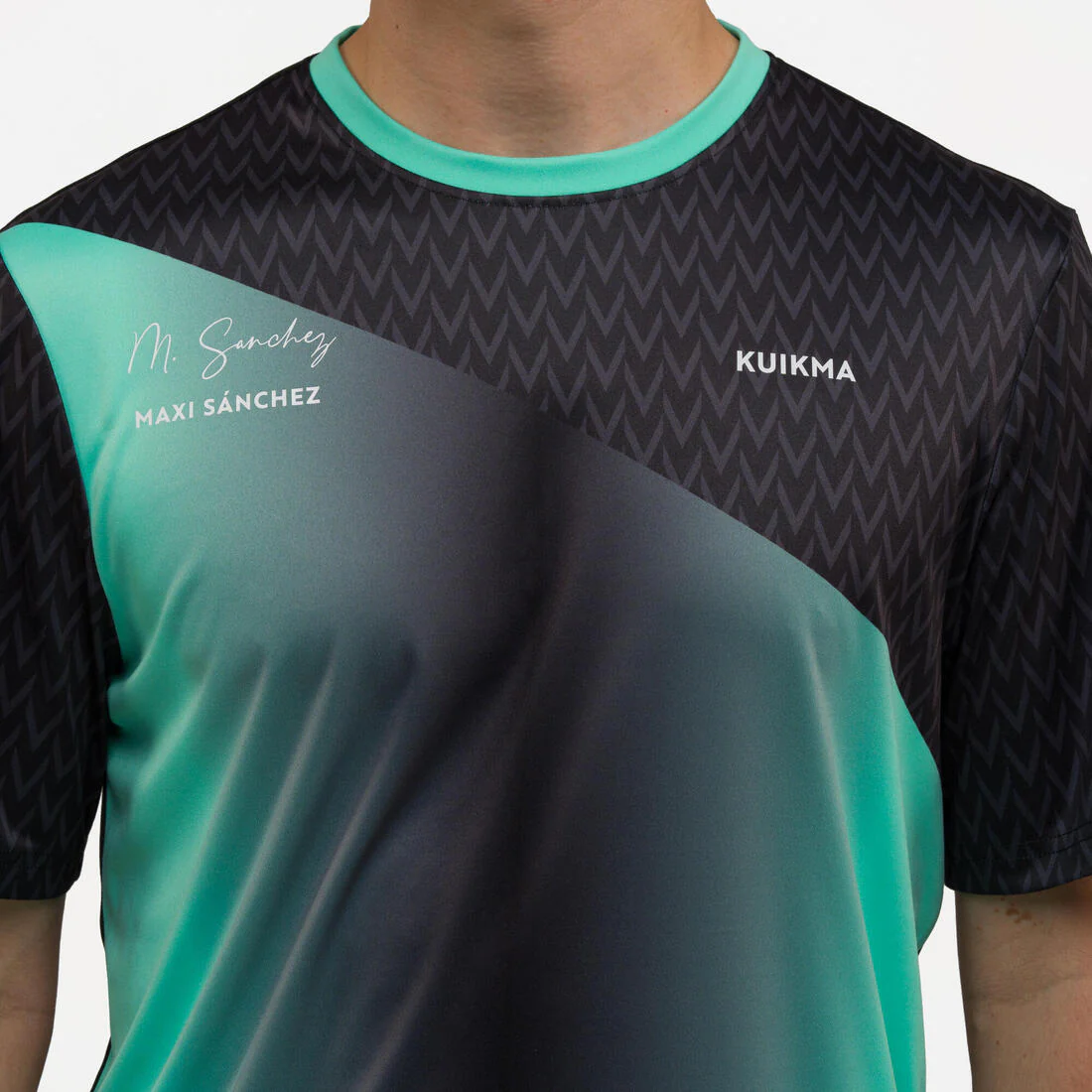 Playera de pádel manga corta transpirable hombre - 500 verde negro Maxi Sanchez - Image 5