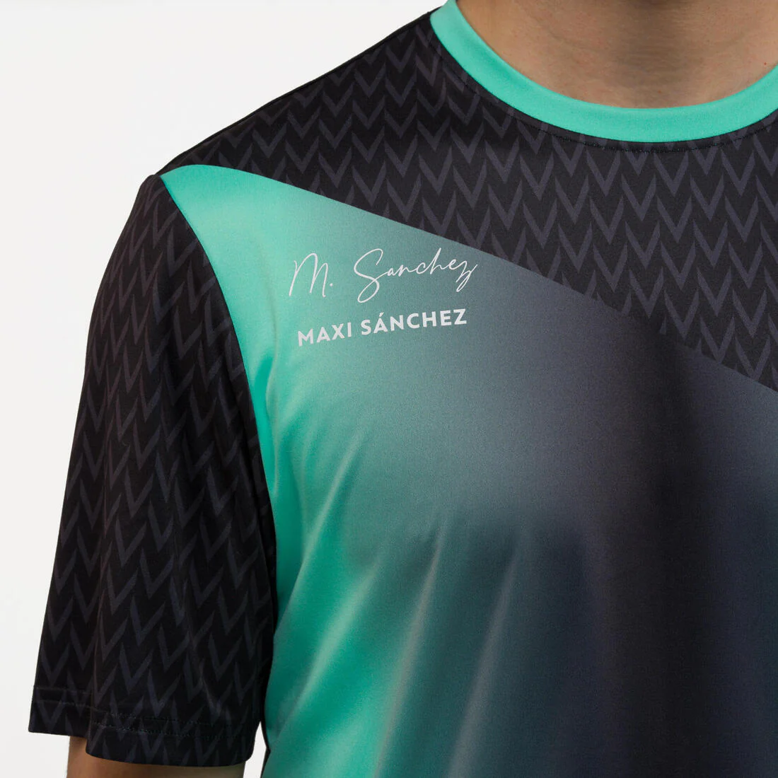Playera de pádel manga corta transpirable hombre - 500 verde negro Maxi Sanchez - Image 8