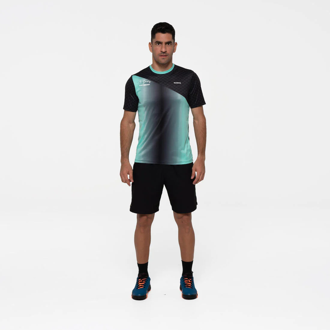 Playera de pádel manga corta transpirable hombre - 500 verde negro Maxi Sanchez - Image 9