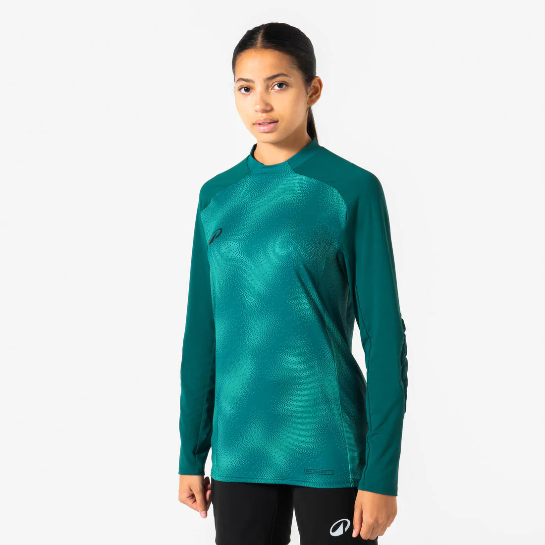 Playera de portero de futbol con protecciones negra para adulto F500