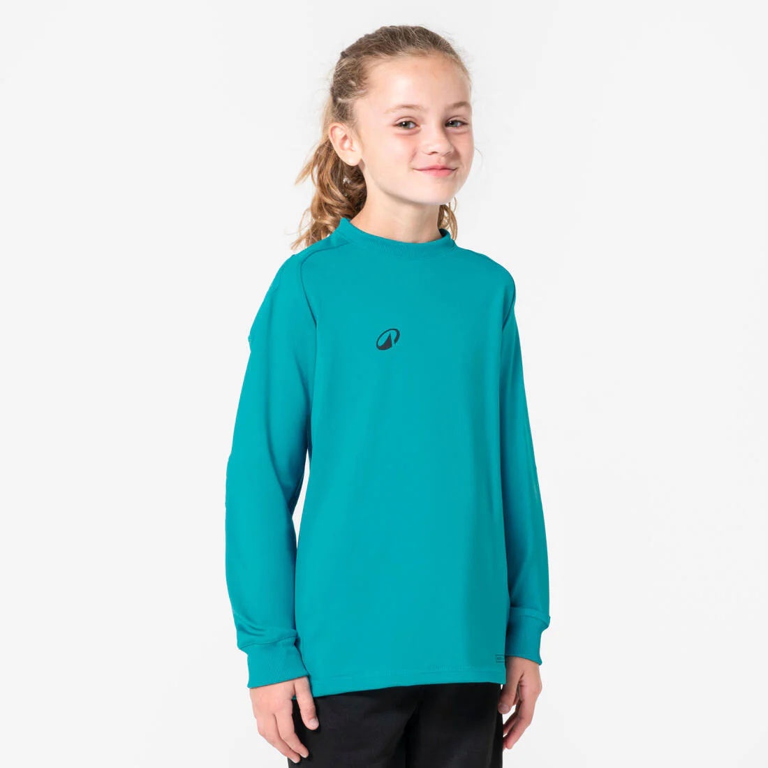 Playera de portero de futbol turquesa para niño F100