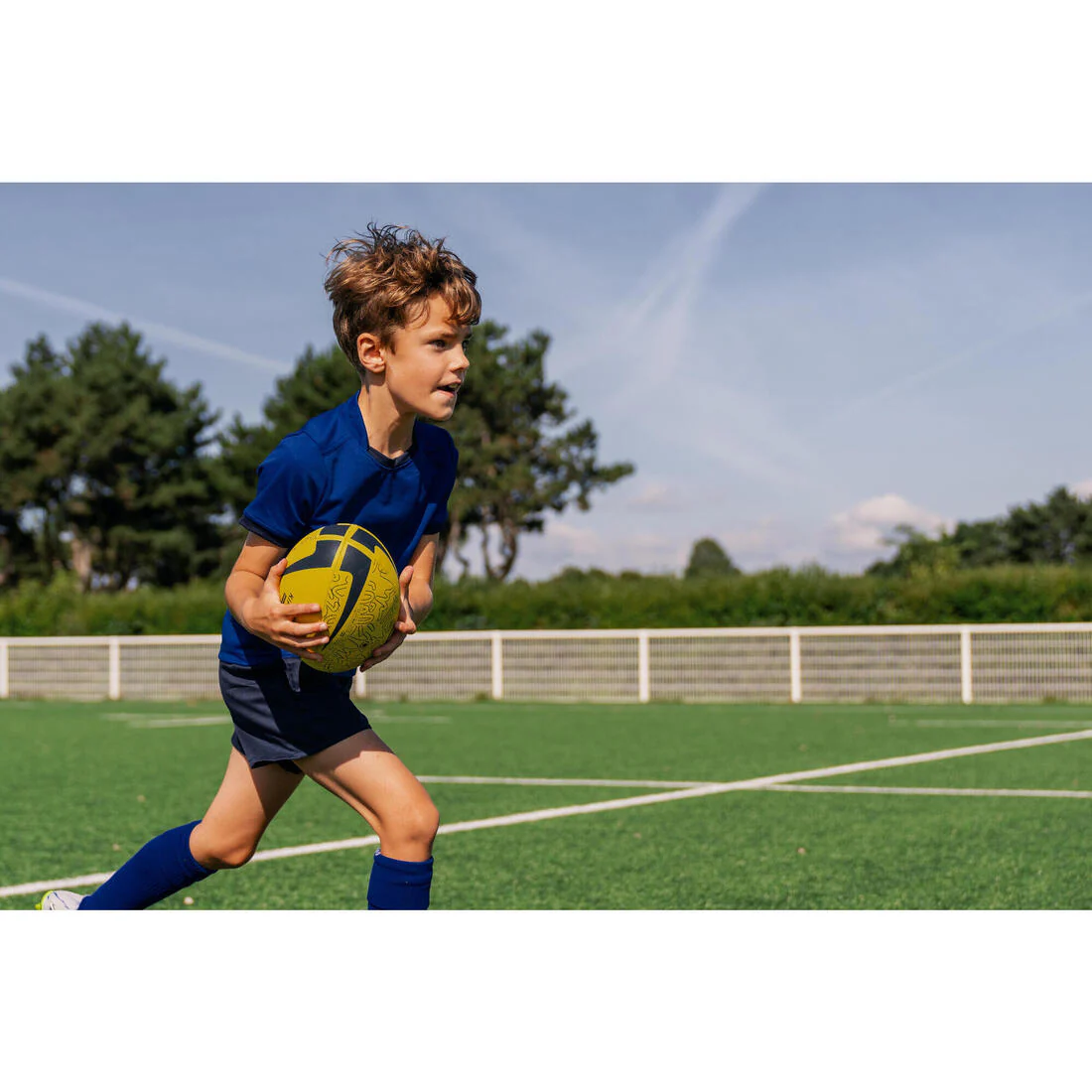 Playera de rugby manga corta Offload R100 azul - Image 7