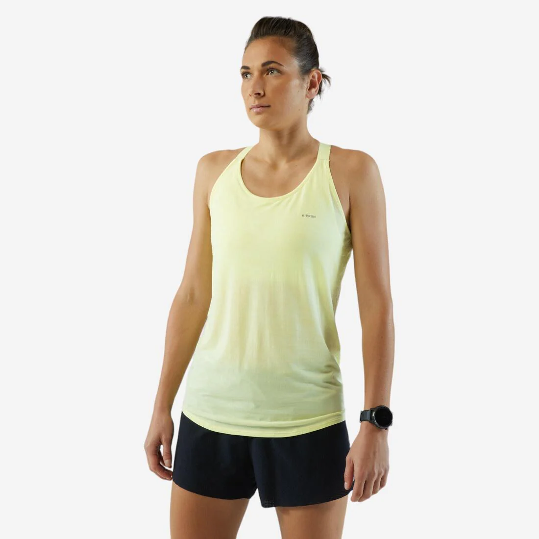 Playera de running amarilla para mujer Kiprun Run 500 Confort