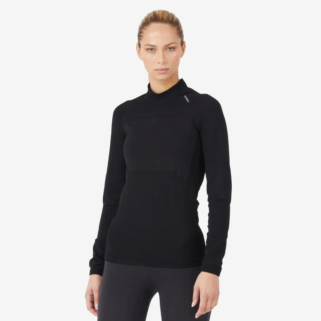 Playera de running de manga larga sin costuras para mujer Kiprun Skincare negro