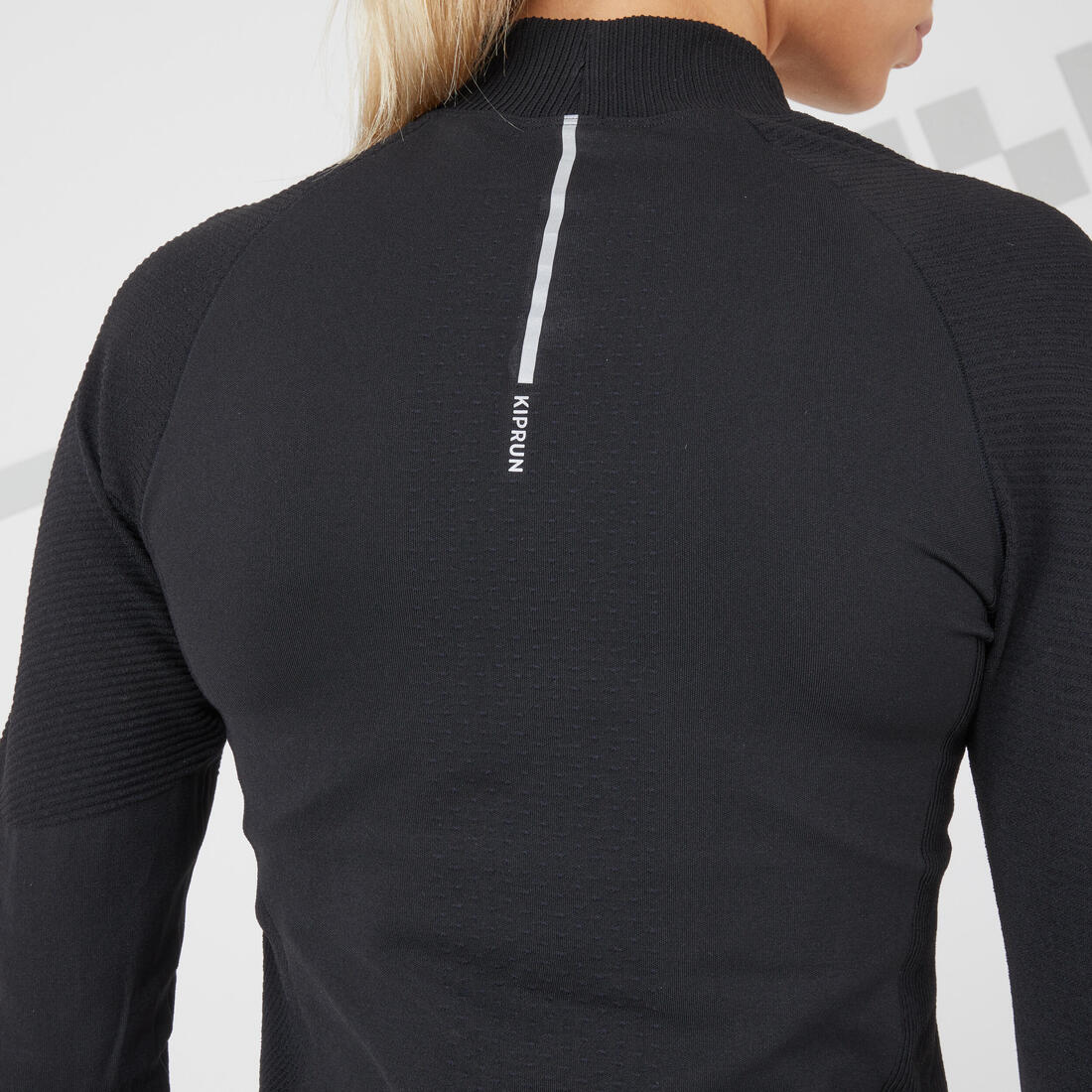 Playera de running de manga larga sin costuras para mujer Kiprun Skincare negro - Image 4