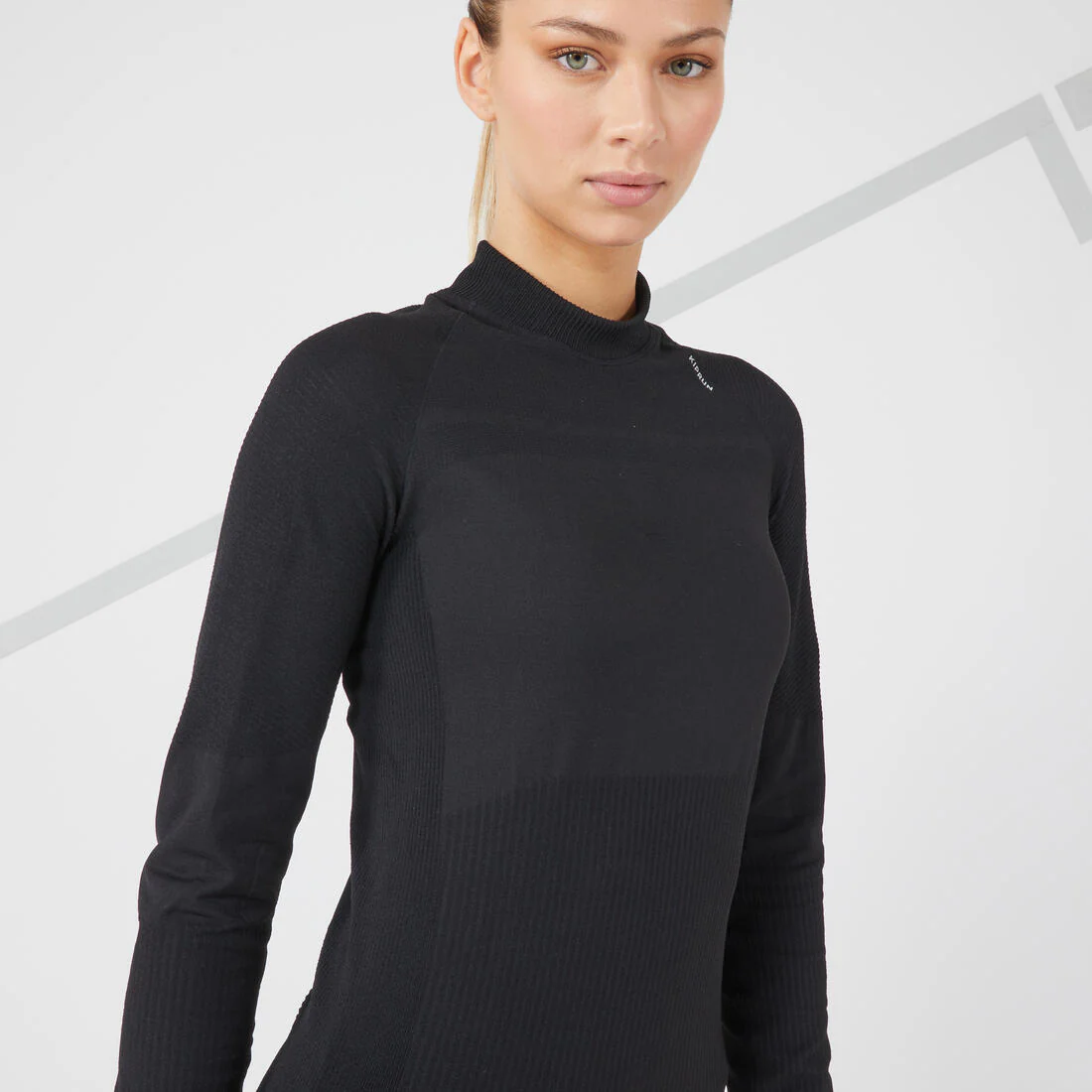 Playera de running de manga larga sin costuras para mujer Kiprun Skincare negro - Image 5