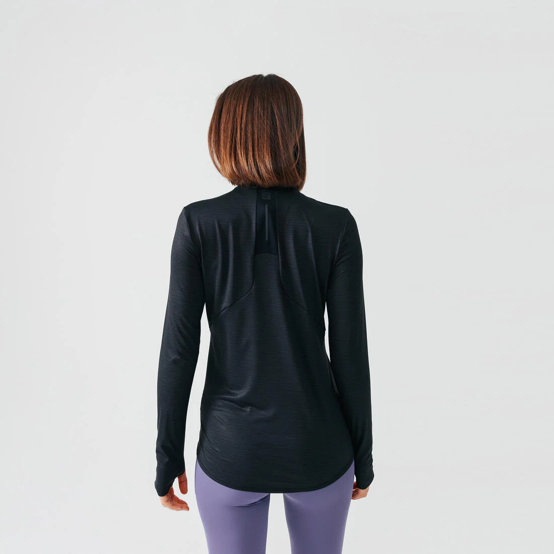 Playera de Running Dry+ - Mujer - Manga Larga - 1/2 Cierre - Negro - Image 2