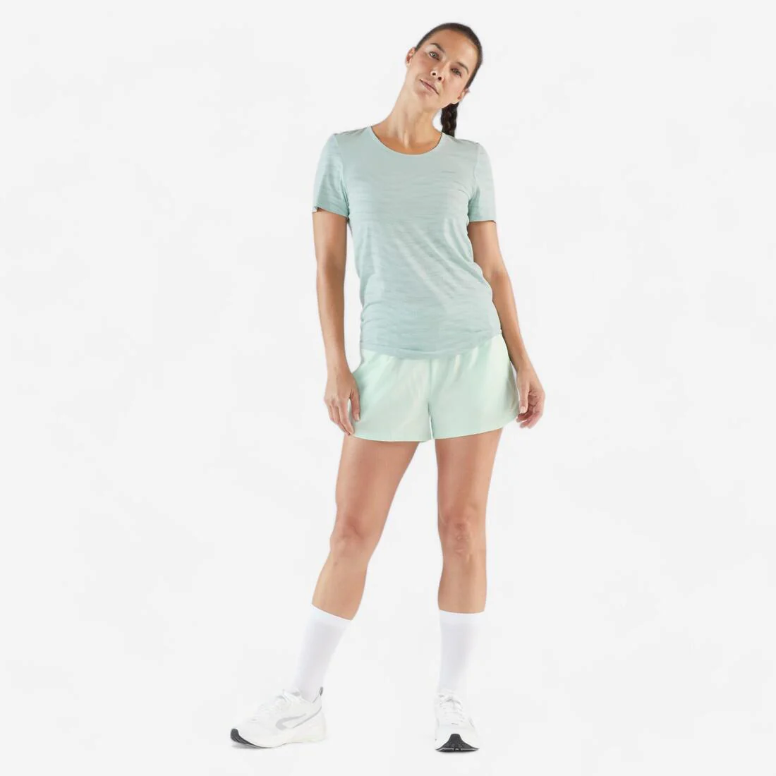 Playera de running y trail sin costuras verde para mujer Kiprun Run 500 Confort - Image 2