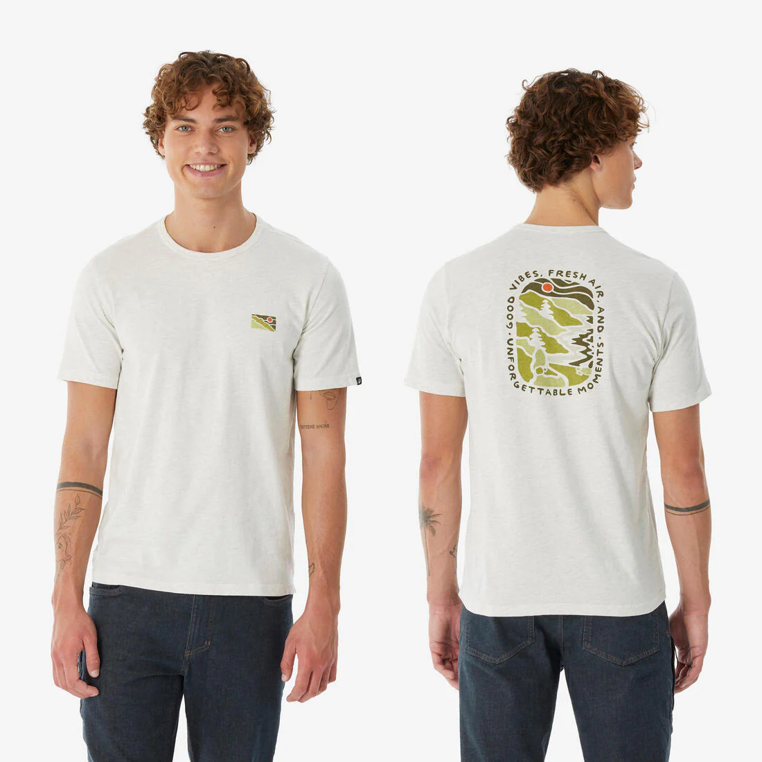 Playera de senderismo de manga corta negra para hombre NH100