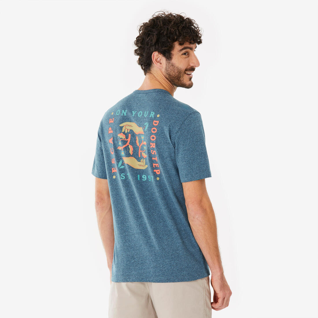 Playera de senderismo de manga corta negra para hombre NH100 - Image 17