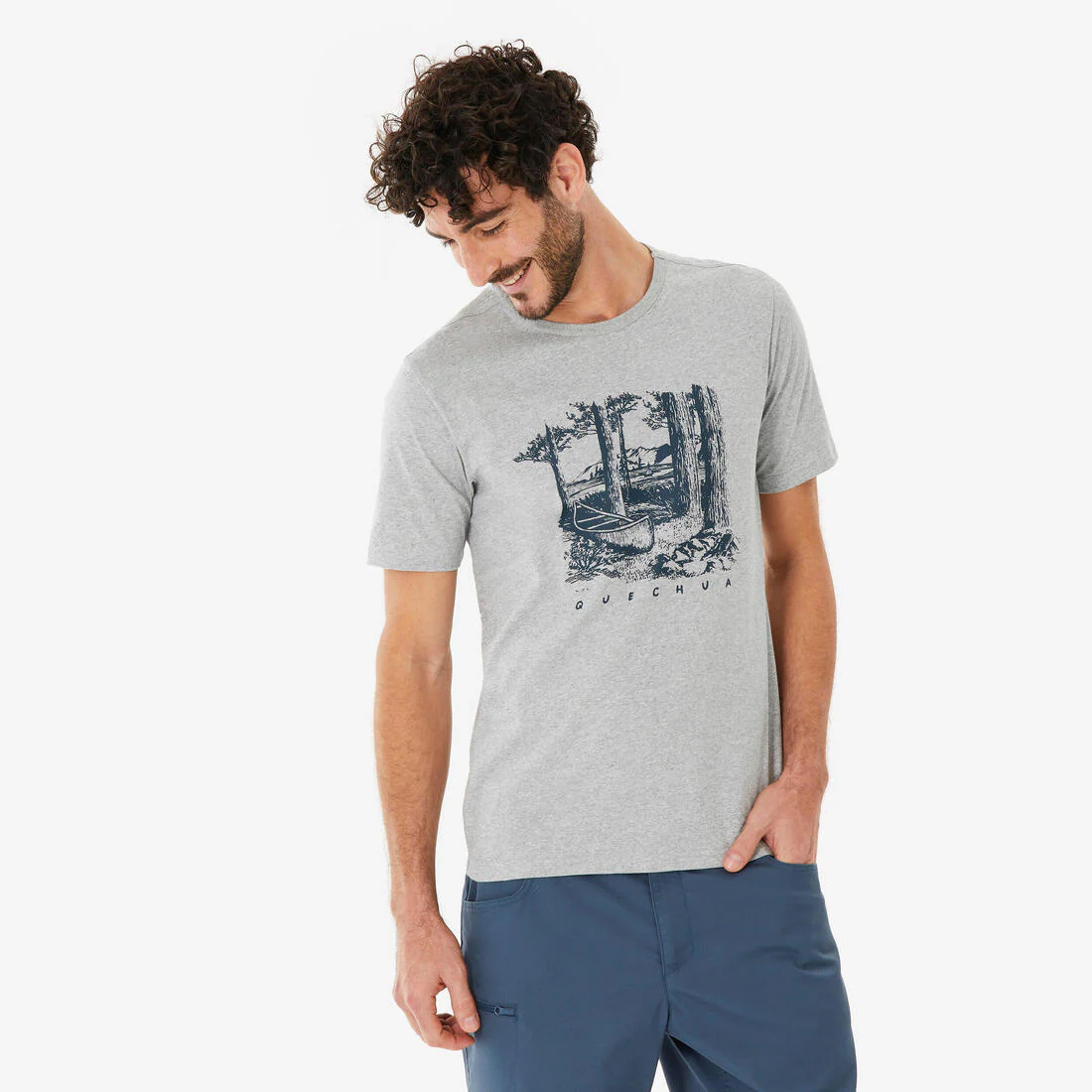 Playera de senderismo de manga corta negra para hombre NH100 - Image 8