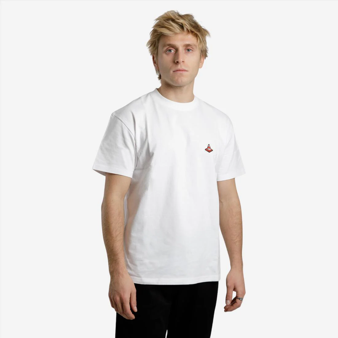 Playera de skateboarding de manga corta blanca TS500