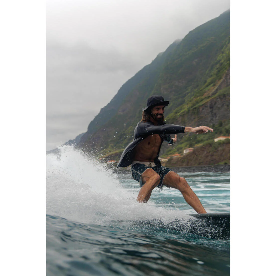 Playera de surf anti-UV con UPF50+ con cierre negra para hombre 500 - Image 9