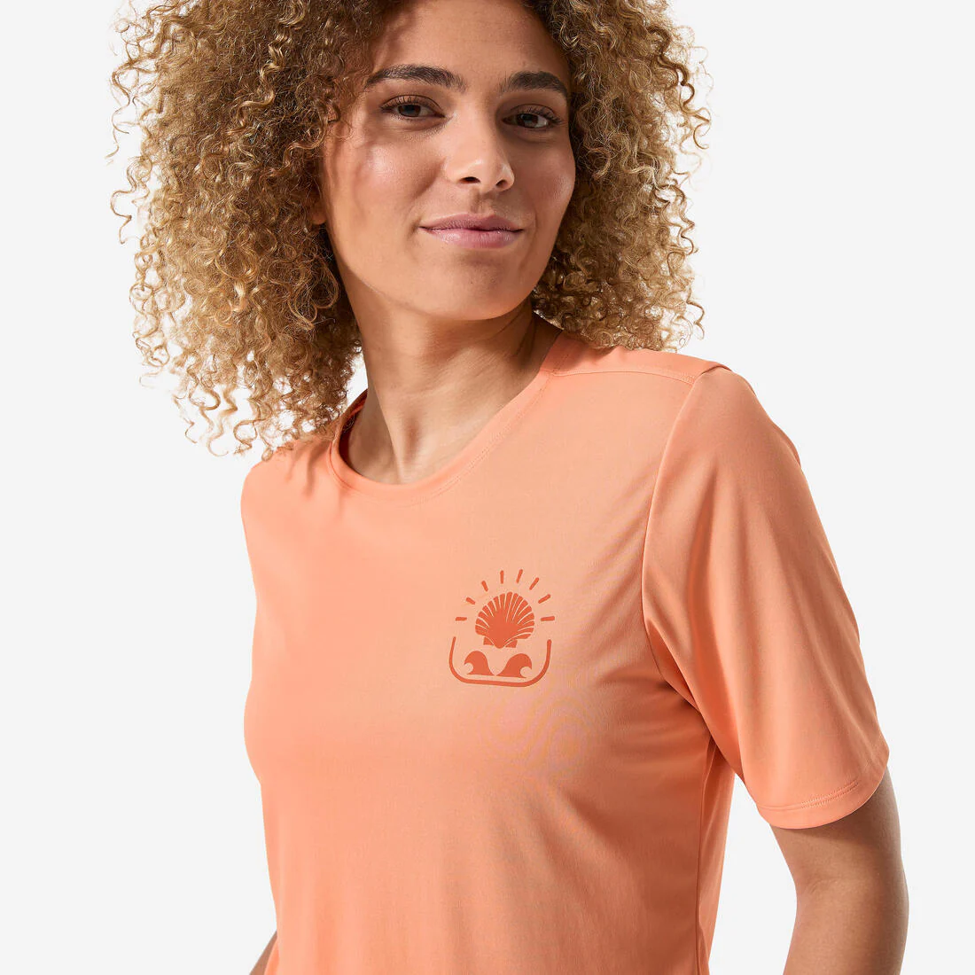 Playera de surf anti-UV con UPF50+ de manga corta beige para mujer Malou - Image 20