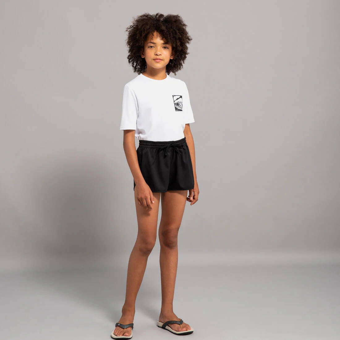 Playera de surf anti-UV de manga corta blanco con para niños 100