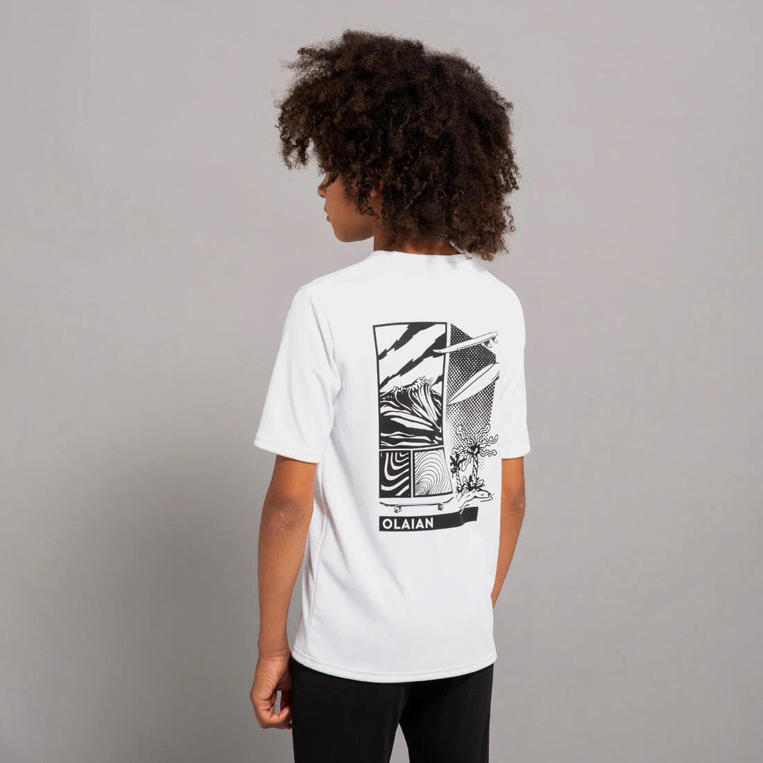 Playera de surf anti-UV de manga corta blanco con para niños 100 - Image 11