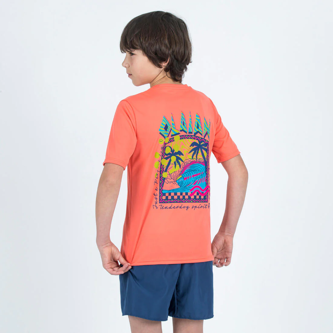 Playera de surf anti-UV de manga corta blanco con para niños 100 - Image 15