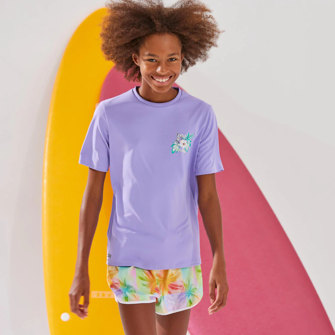 Playera de surf anti-UV de manga corta blanco con para niños 100 - Image 2
