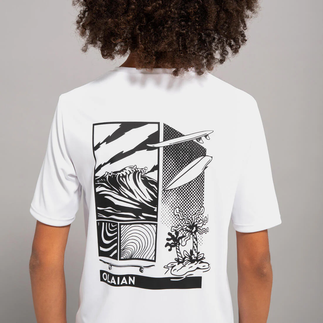 Playera de surf anti-UV de manga corta blanco con para niños 100 - Image 21