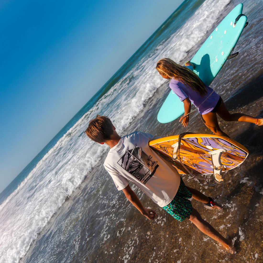 Playera de surf anti-UV de manga corta blanco con para niños 100 - Image 34
