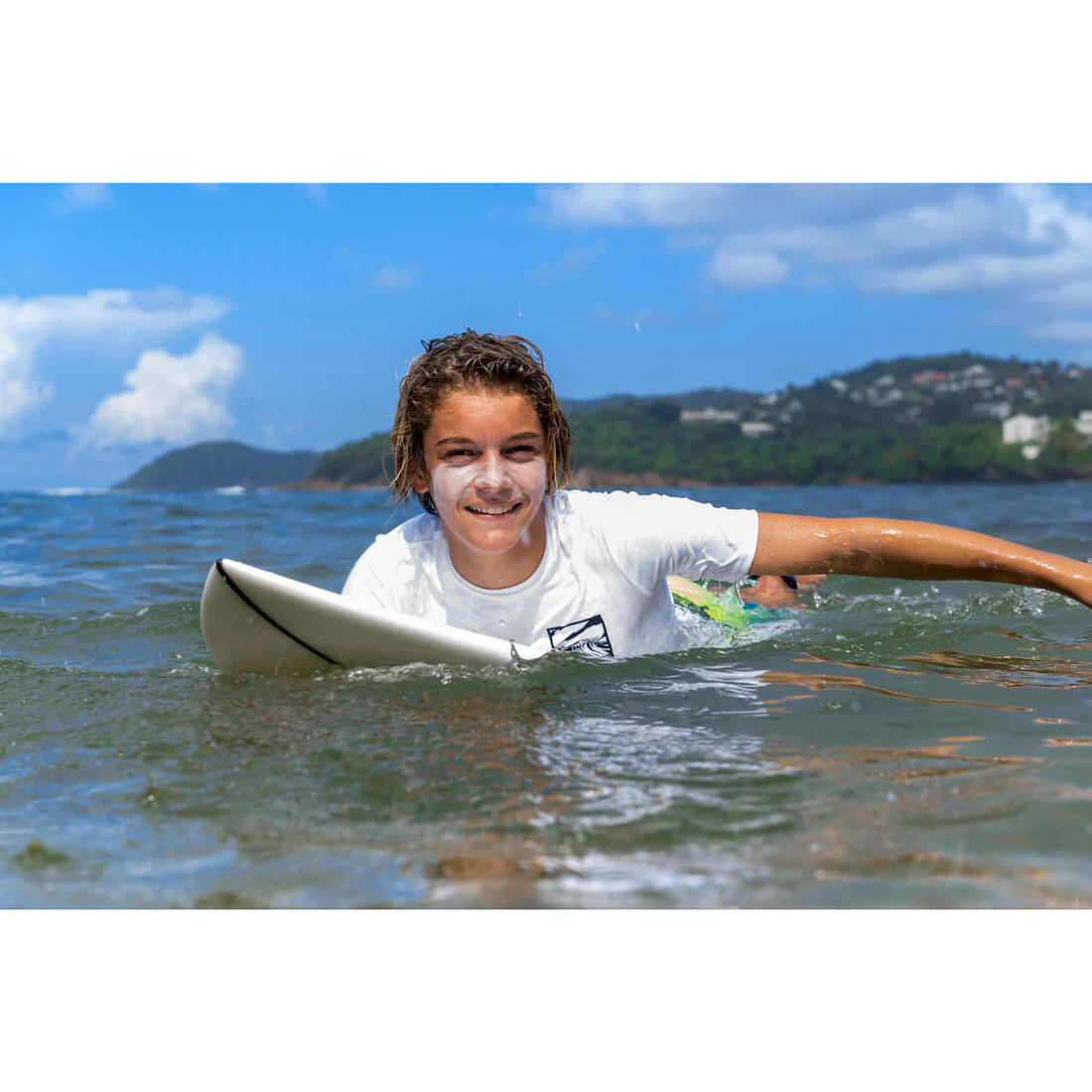 Playera de surf anti-UV de manga corta blanco con para niños 100 - Image 46