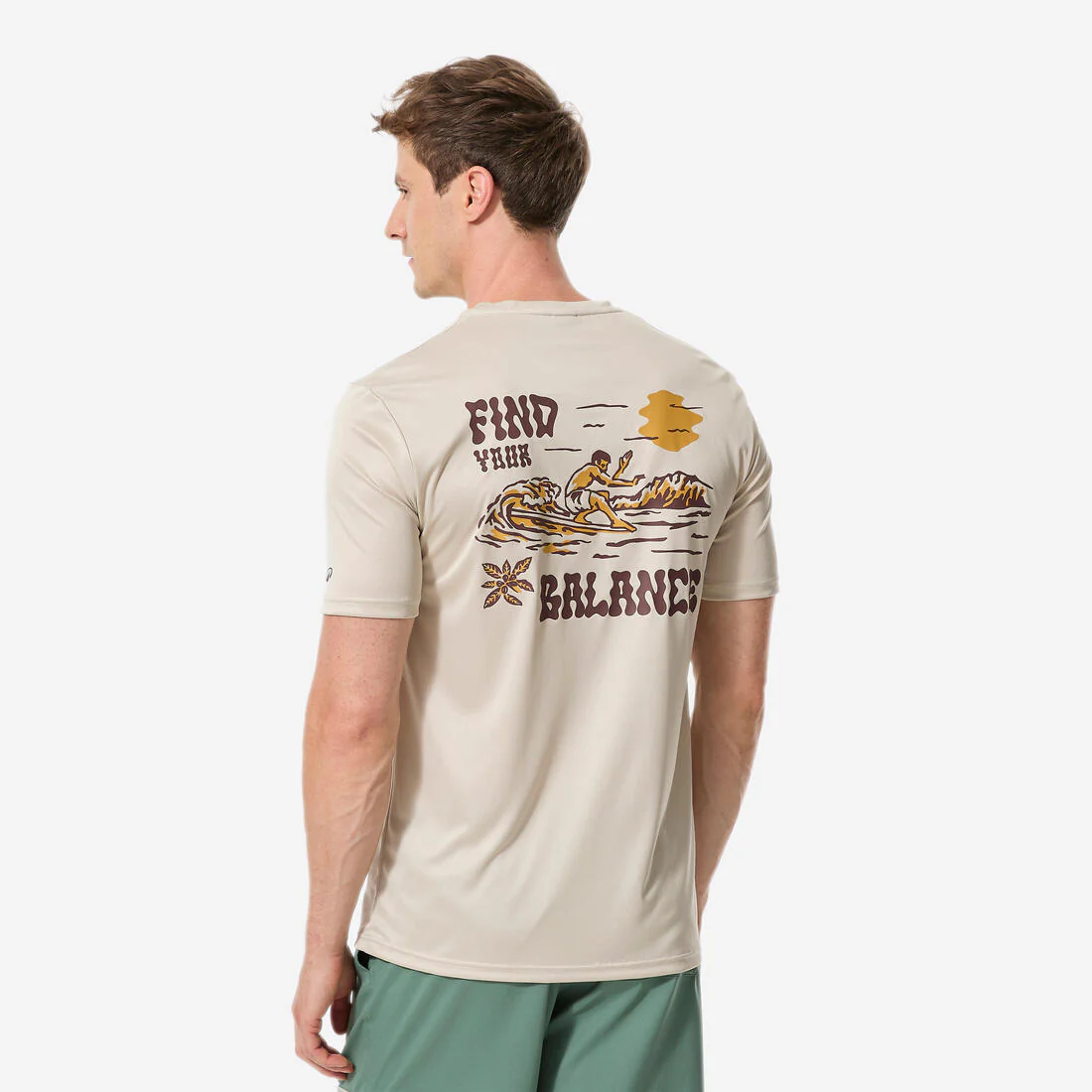 Playera de surf anti-UV de manga corta con estampado para hombre - Image 2
